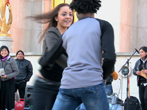 Pretty brunette drag a black and gets fucked 1