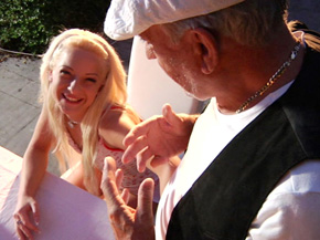 A senior fucking a young girl on the restaurant table 4